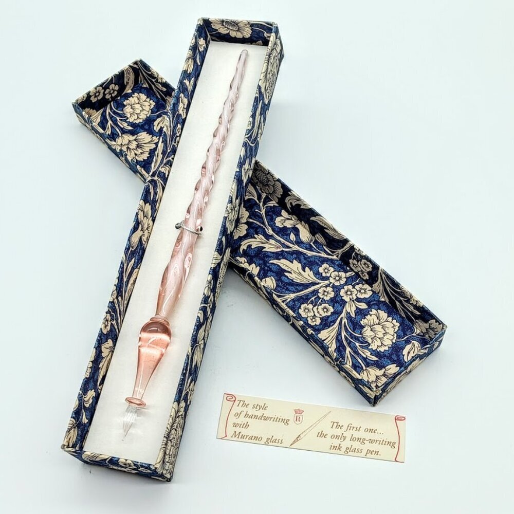 Murano Pink Ink Glass Dip Pen NIB